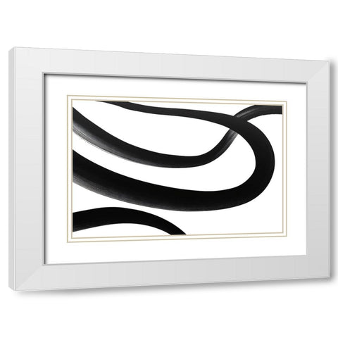 Black White Bold Strokes 2 White Modern Wood Framed Art Print with Double Matting by Heere, Ray