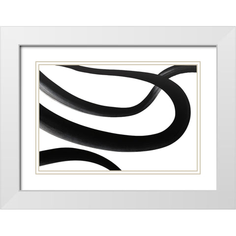 Black White Bold Strokes 2 White Modern Wood Framed Art Print with Double Matting by Heere, Ray