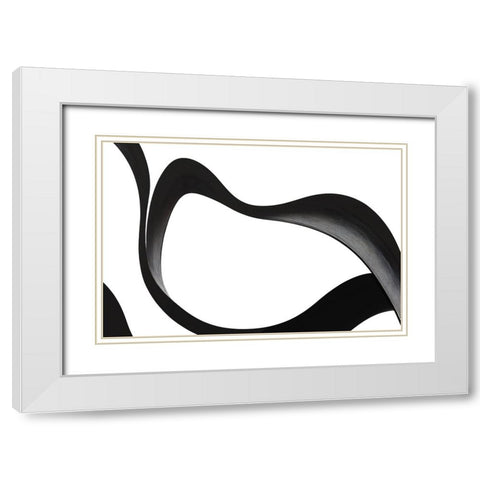Black White Bold Strokes 3 White Modern Wood Framed Art Print with Double Matting by Heere, Ray