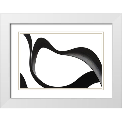 Black White Bold Strokes 3 White Modern Wood Framed Art Print with Double Matting by Heere, Ray