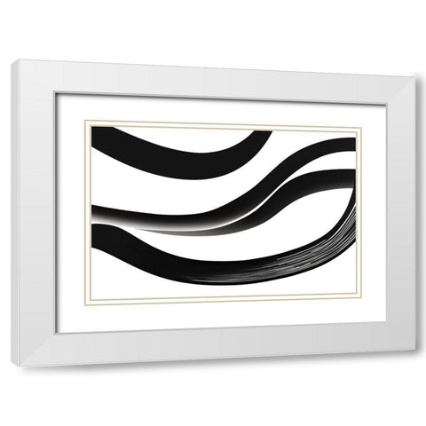Black White Bold Strokes 4 White Modern Wood Framed Art Print with Double Matting by Heere, Ray