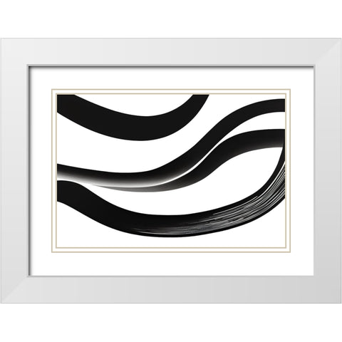 Black White Bold Strokes 4 White Modern Wood Framed Art Print with Double Matting by Heere, Ray