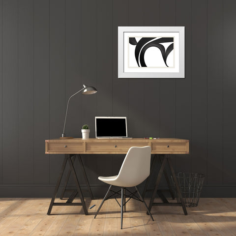 Black White Bold Strokes 5 White Modern Wood Framed Art Print with Double Matting by Heere, Ray