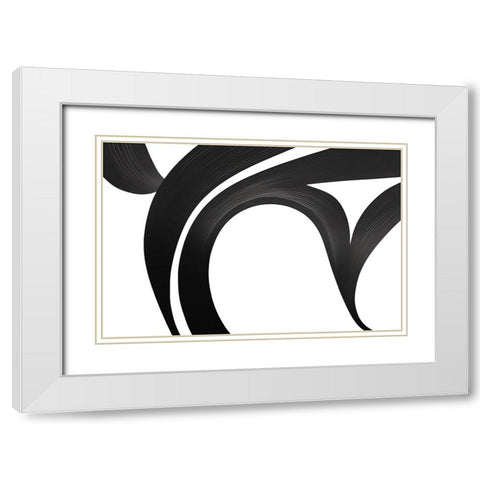 Black White Bold Strokes 5 White Modern Wood Framed Art Print with Double Matting by Heere, Ray