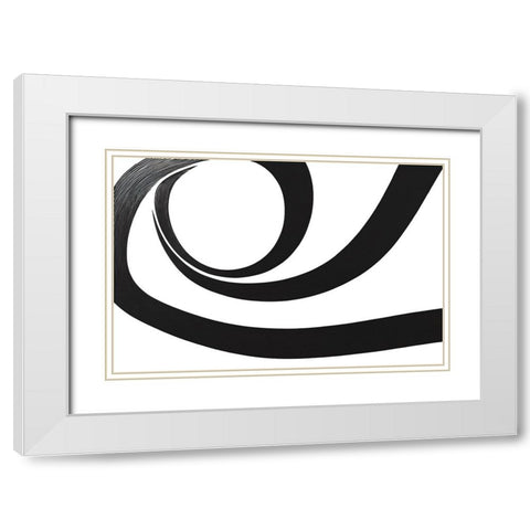 Black White Bold Strokes 8 White Modern Wood Framed Art Print with Double Matting by Heere, Ray