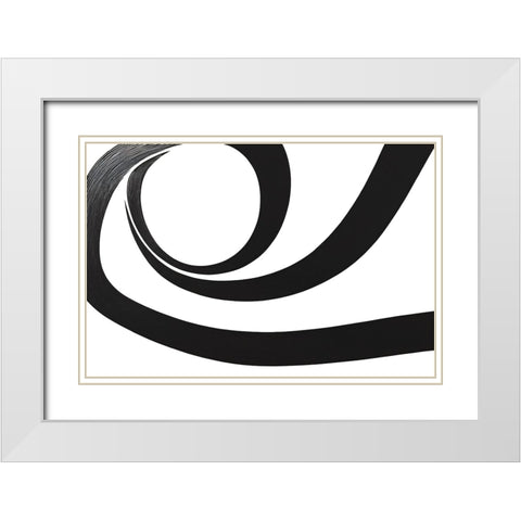 Black White Bold Strokes 8 White Modern Wood Framed Art Print with Double Matting by Heere, Ray