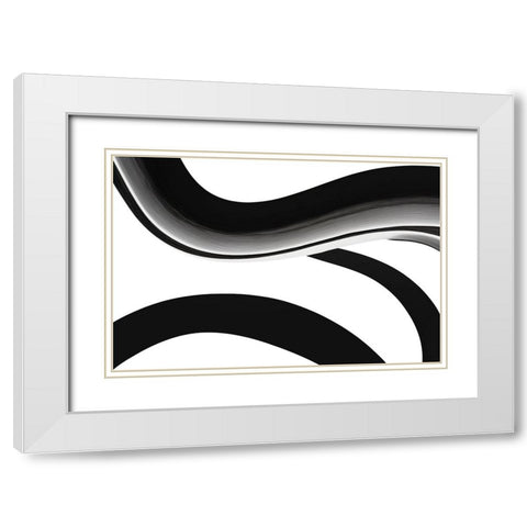 Black White Bold Strokes 10 White Modern Wood Framed Art Print with Double Matting by Heere, Ray