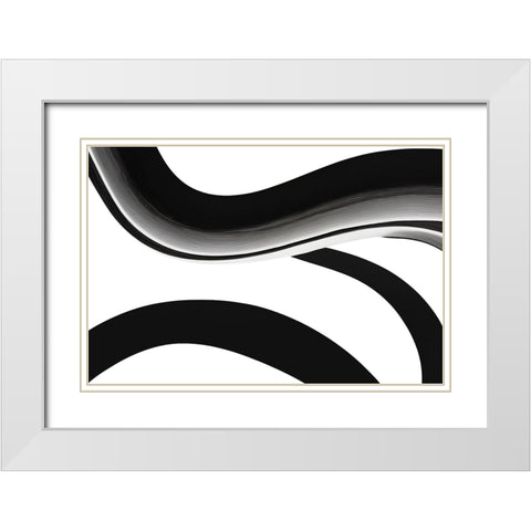 Black White Bold Strokes 10 White Modern Wood Framed Art Print with Double Matting by Heere, Ray