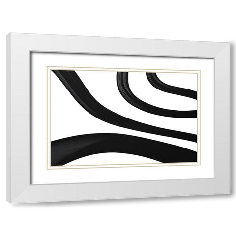 Black White Bold Strokes 14 White Modern Wood Framed Art Print with Double Matting by Heere, Ray