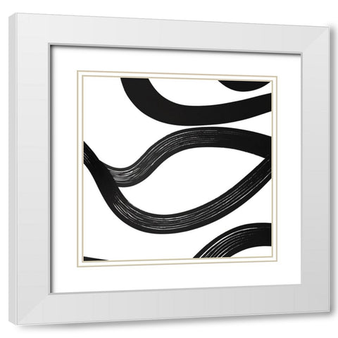Black White Bold Strokes 16 White Modern Wood Framed Art Print with Double Matting by Heere, Ray
