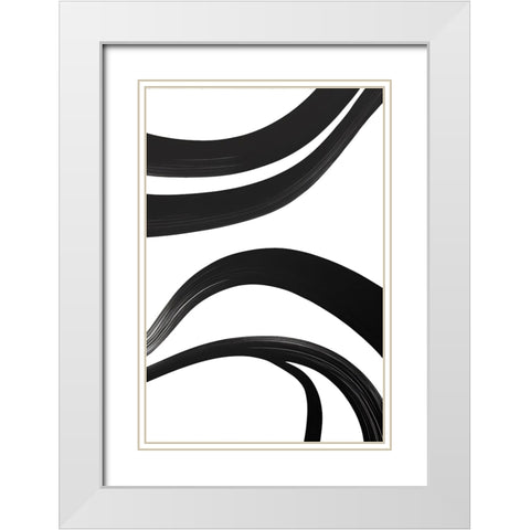 Black White Bold Strokes 17 White Modern Wood Framed Art Print with Double Matting by Heere, Ray