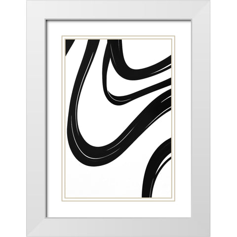 Black White Bold Strokes 18 White Modern Wood Framed Art Print with Double Matting by Heere, Ray