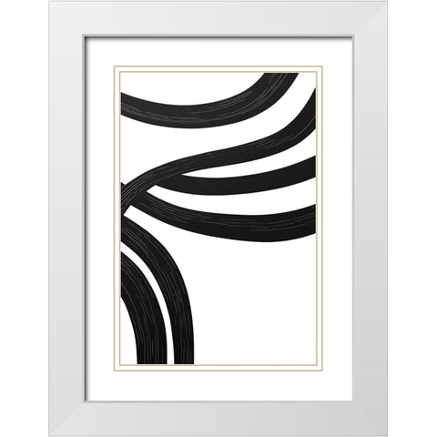 Black White Bold Strokes 19 White Modern Wood Framed Art Print with Double Matting by Heere, Ray