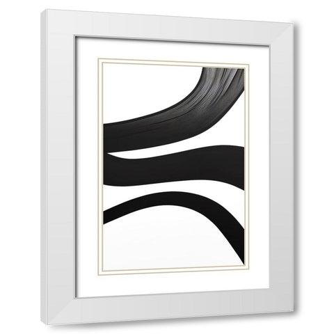 Black White Bold Strokes 20 White Modern Wood Framed Art Print with Double Matting by Heere, Ray