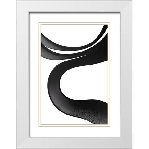 Black White Bold Strokes 21 White Modern Wood Framed Art Print with Double Matting by Heere, Ray