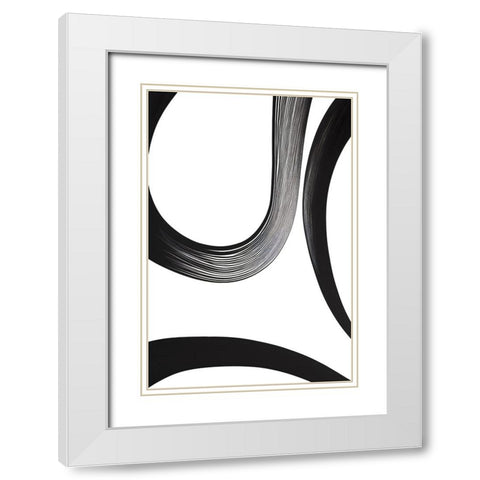 Black White Bold Strokes 23 White Modern Wood Framed Art Print with Double Matting by Heere, Ray