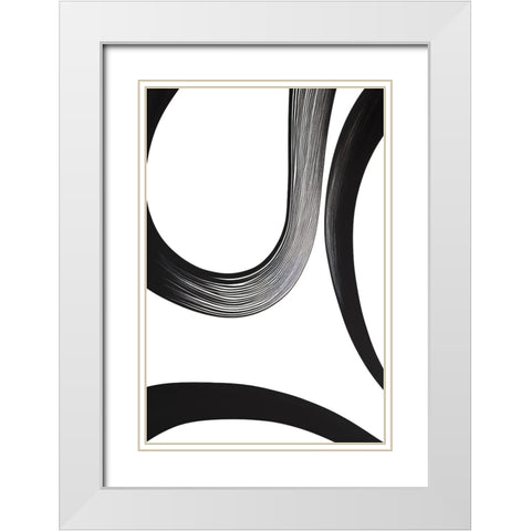 Black White Bold Strokes 23 White Modern Wood Framed Art Print with Double Matting by Heere, Ray