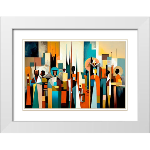 Mid Century Celebration Of All Cultures 5 White Modern Wood Framed Art Print with Double Matting by Heere, Ray