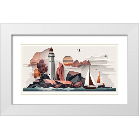 Mid Century Coastal Scenes 44 White Modern Wood Framed Art Print with Double Matting by Heere, Ray