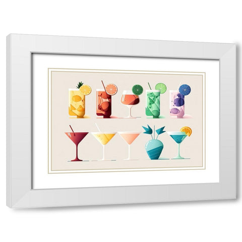 Mid Century Cocktails And Drinks 2 White Modern Wood Framed Art Print with Double Matting by Heere, Ray