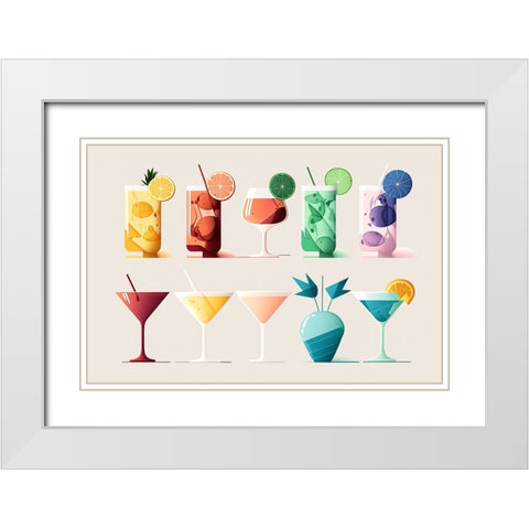 Mid Century Cocktails And Drinks 2 White Modern Wood Framed Art Print with Double Matting by Heere, Ray