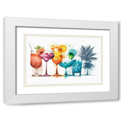 Mid Century Cocktails And Drinks 4 White Modern Wood Framed Art Print with Double Matting by Heere, Ray