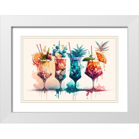 Mid Century Cocktails And Drinks 5 White Modern Wood Framed Art Print with Double Matting by Heere, Ray