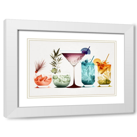 Mid Century Cocktails And Drinks 6 White Modern Wood Framed Art Print with Double Matting by Heere, Ray