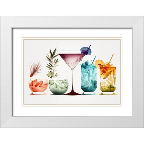 Mid Century Cocktails And Drinks 6 White Modern Wood Framed Art Print with Double Matting by Heere, Ray