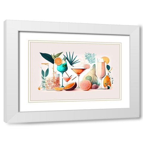 Mid Century Cocktails And Drinks 7 White Modern Wood Framed Art Print with Double Matting by Heere, Ray