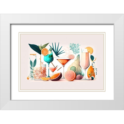 Mid Century Cocktails And Drinks 7 White Modern Wood Framed Art Print with Double Matting by Heere, Ray