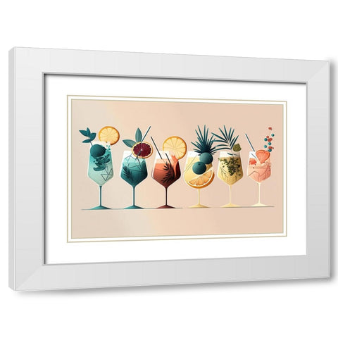 Mid Century Cocktails And Drinks 8 White Modern Wood Framed Art Print with Double Matting by Heere, Ray