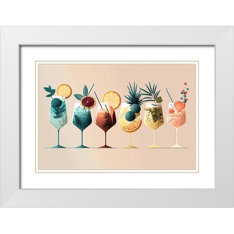 Mid Century Cocktails And Drinks 8 White Modern Wood Framed Art Print with Double Matting by Heere, Ray