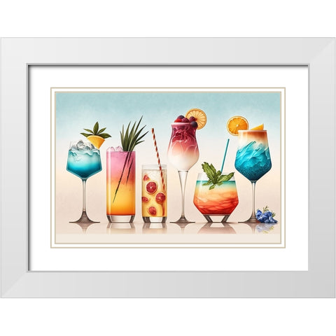 Mid Century Cocktails And Drinks 9 White Modern Wood Framed Art Print with Double Matting by Heere, Ray