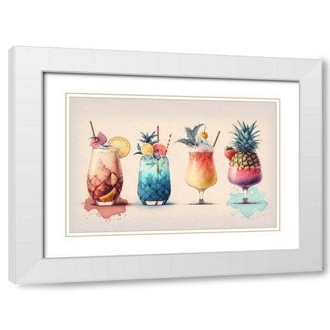 Mid Century Cocktails And Drinks 10 White Modern Wood Framed Art Print with Double Matting by Heere, Ray