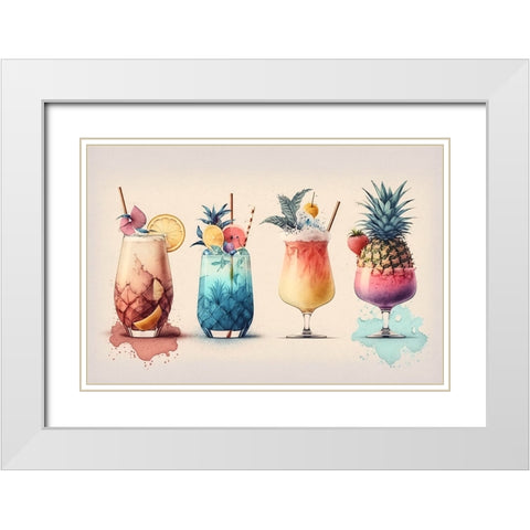 Mid Century Cocktails And Drinks 10 White Modern Wood Framed Art Print with Double Matting by Heere, Ray