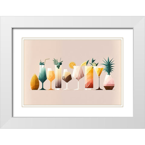Mid Century Cocktails And Drinks 11 White Modern Wood Framed Art Print with Double Matting by Heere, Ray
