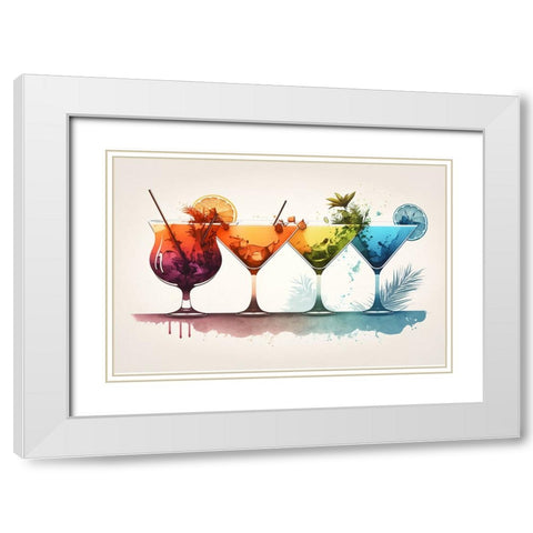 Mid Century Cocktails And Drinks 12 White Modern Wood Framed Art Print with Double Matting by Heere, Ray