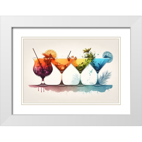 Mid Century Cocktails And Drinks 12 White Modern Wood Framed Art Print with Double Matting by Heere, Ray
