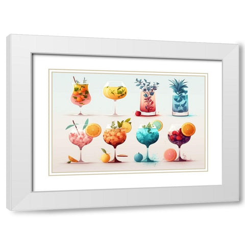 Mid Century Cocktails And Drinks 13 White Modern Wood Framed Art Print with Double Matting by Heere, Ray