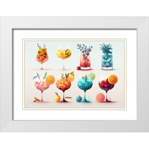 Mid Century Cocktails And Drinks 13 White Modern Wood Framed Art Print with Double Matting by Heere, Ray
