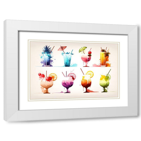 Mid Century Cocktails And Drinks 14 White Modern Wood Framed Art Print with Double Matting by Heere, Ray