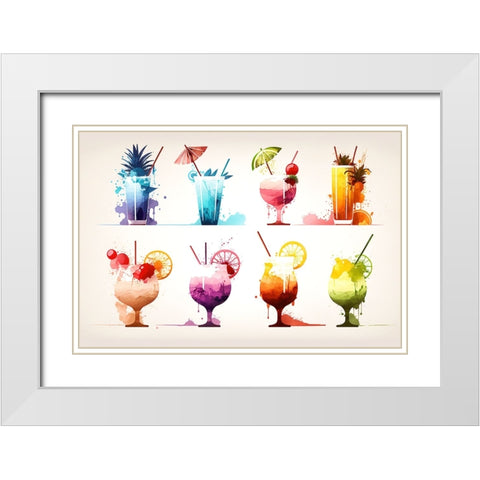 Mid Century Cocktails And Drinks 14 White Modern Wood Framed Art Print with Double Matting by Heere, Ray
