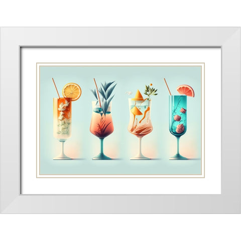 Mid Century Cocktails And Drinks 15 White Modern Wood Framed Art Print with Double Matting by Heere, Ray