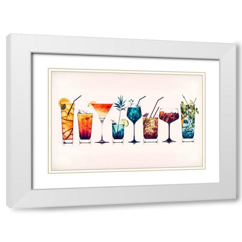 Mid Century Cocktails And Drinks 16 White Modern Wood Framed Art Print with Double Matting by Heere, Ray