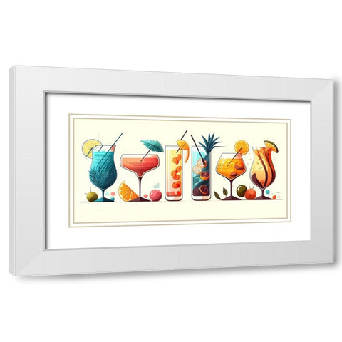 Mid Century Cocktails And Drinks 29 White Modern Wood Framed Art Print with Double Matting by Heere, Ray
