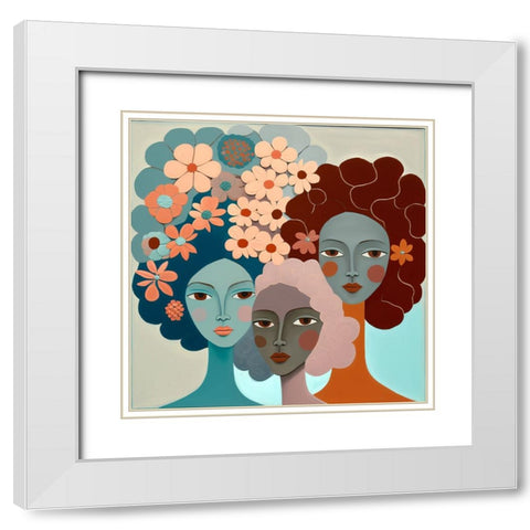 Mid Century Diversity Portraits 16 White Modern Wood Framed Art Print with Double Matting by Heere, Ray