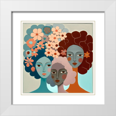 Mid Century Diversity Portraits 16 White Modern Wood Framed Art Print with Double Matting by Heere, Ray