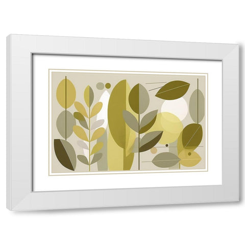 Mid Century Nature Green 4 White Modern Wood Framed Art Print with Double Matting by Heere, Ray