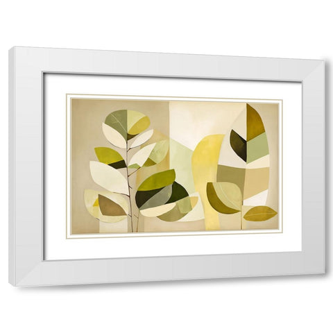 Mid Century Nature Green 8 White Modern Wood Framed Art Print with Double Matting by Heere, Ray